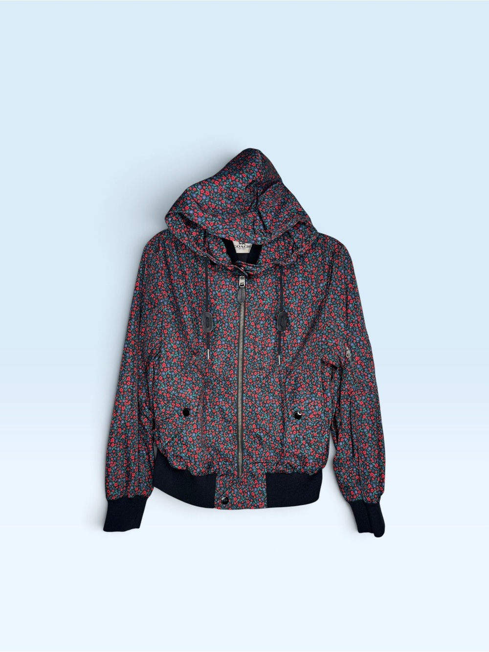 Coach Ditsy Floral Bomber Jacket w/ Hood F59774 - Picture 8 of 10